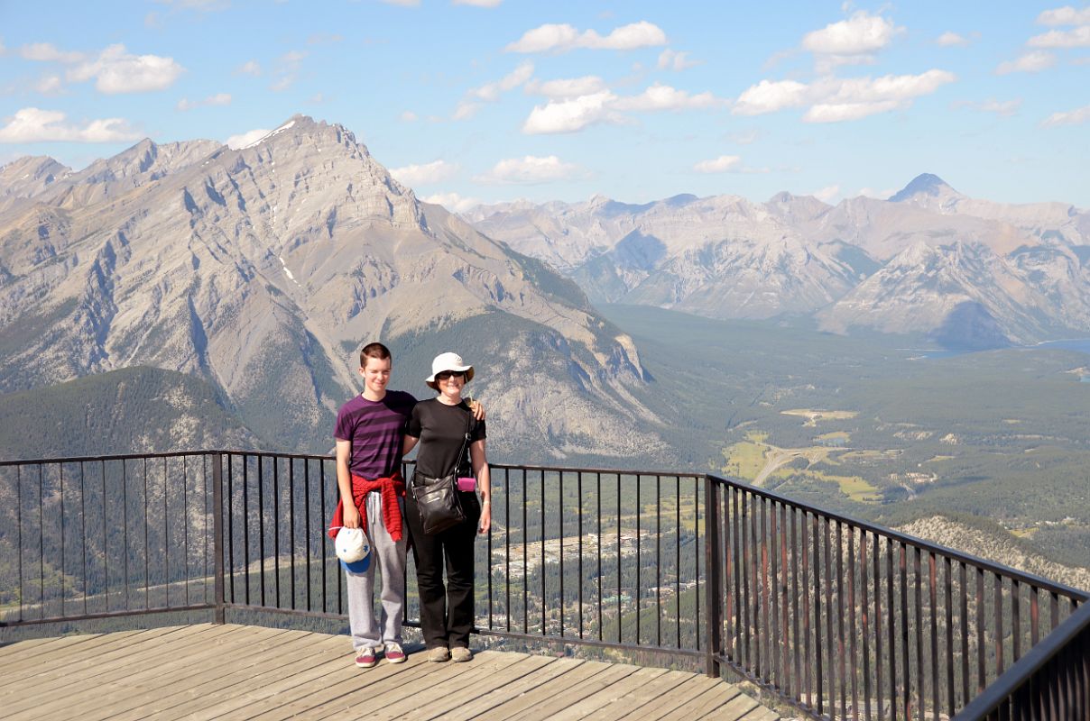 24 Peter Ryan and Charlotte Ryan With Banff Below Cascade Mountain, Mount Astley, Mount Aylmer From Banff Gondola Sanson Peak Observation Point In Summer